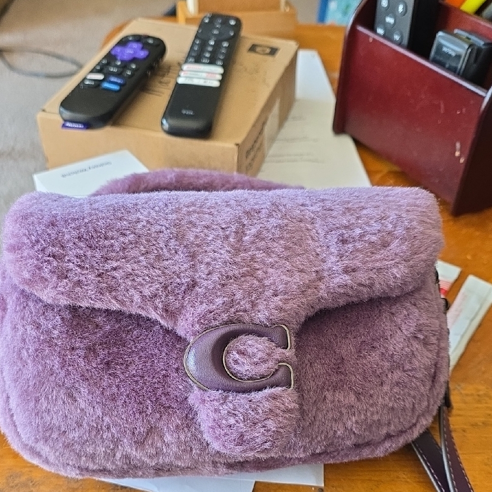 Coach Lavender Faux Fur Clutch